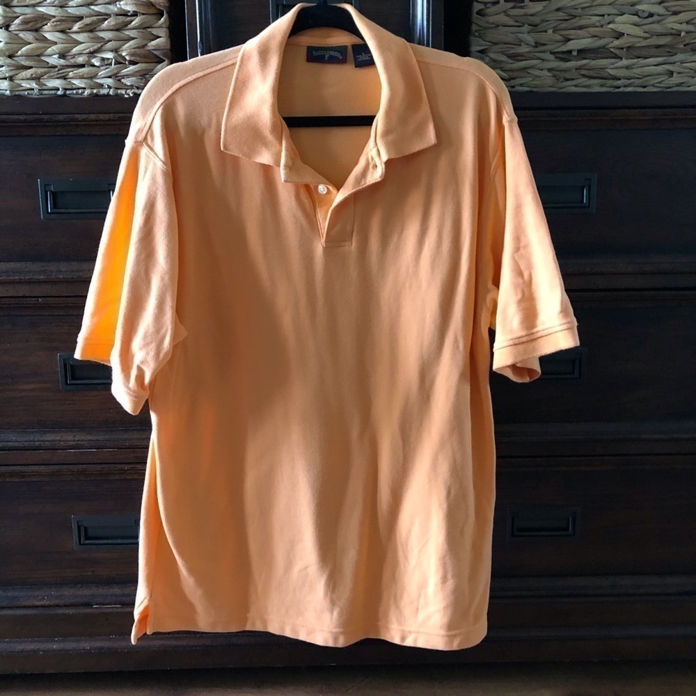 SADDLEBRED orange cotton polo knit shirt in size L